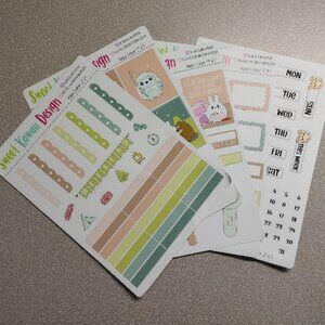 ♡ Sweet Kawaii Design – Happy Camper 22 – Weekly Vert. Kit – Planner Stickers ♡